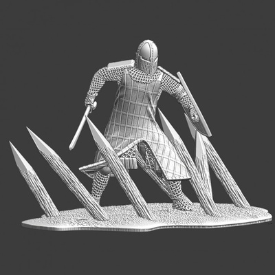 3d printable medieval knight breaking barrier - diorama by northern crusades miniatures tabletop characters & creatures historical universe 3d print model - Mito3D