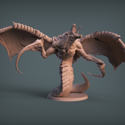 3d printable naga god by imp3dsion tabletop characters & creatures fantasy universe 3d print model - Mito3D