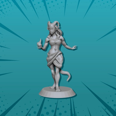 3d druckbar weiblich tiefling pre supported by cara lockig tischplatte zeichen kreaturen fantasie universum 3d print model - Mito3D