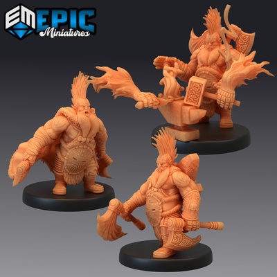 3d druckbar dunkel zwerg einstellen axt kämpfer schmied männlich krieger gepanzert kriegshammer by epic miniatures tischplatte zeichen kreaturen 3d print model - Mito3D