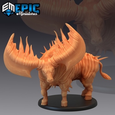 3d stampabile epico toro ingombrante cornuto foresta animale selvaggio longhorn incontrare by epic miniatures tavolo personaggi creature 3d print model - Mito3D