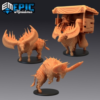 3d stampabile epico toro impostato ingombrante cornuto caricare animale addomesticato longhorn incontro montare by epic miniatures tavolo personaggi creature 3d print model - Mito3D