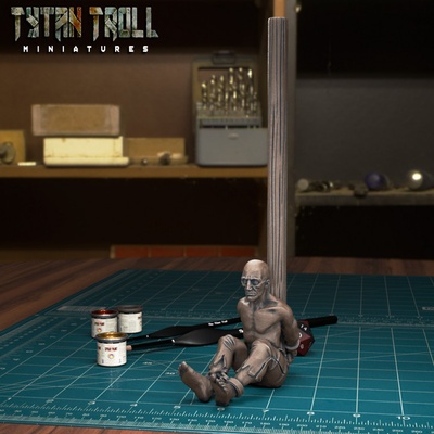 3d printable prisoner sitting 01 pre-supported by tytantroll miniatures tabletop characters & creatures 3d print model - Mito3D