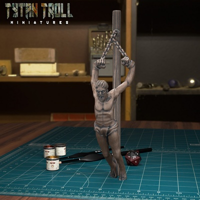 3d printable shackled post prisoners 03 pre-supported by tytantroll miniatures tabletop characters & creatures 3d print model - Mito3D