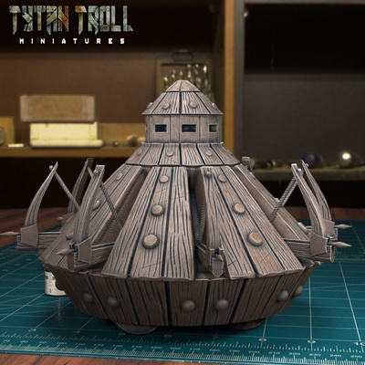 3d printable siege weapon - da vinci tank pre-supported by tytantroll miniatures tabletop characters & creatures 3d print model - Mito3D