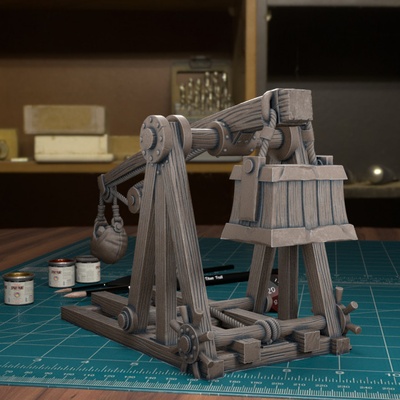 3d imprimible cerco arma trebuchet pre supported by tytantroll miniaturas mesa caracteres criaturas 3d print model - Mito3D