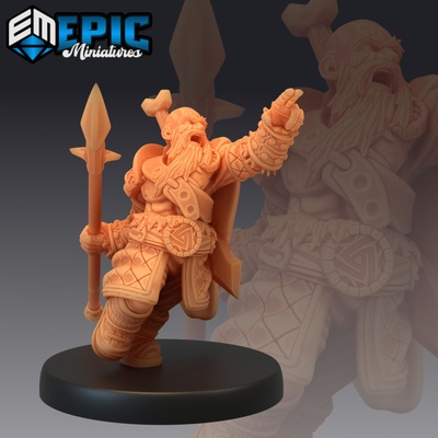 3d druckbar zwerg armee speer krieger mystisch alt kämpfer männlich berg begegnung by epic miniatures tischplatte zeichen kreaturen 3d print model - Mito3D