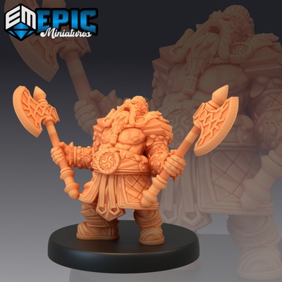 3d druckbar zwerg armee berserker krieger mystisch alt kämpfer männlich berg begegnung by epic miniatures tischplatte zeichen kreaturen 3d print model - Mito3D