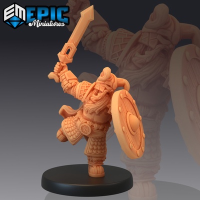 3d druckbar zwerg armee schwert schild krieger mystisch alt kämpfer männlich berg begegnung by epic miniatures tischplatte zeichen kreaturen 3d print model - Mito3D