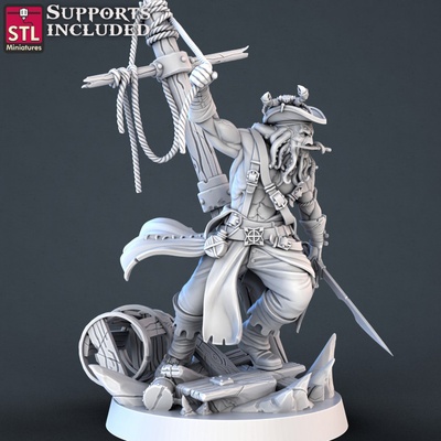 3d printable pirate set captain by stl miniatures tabletop characters & creatures terrain fantasy 3d print model - Mito3D