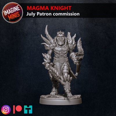 3d imprimível fidelidade recompensa 03 magma cavaleiro by imagine minis tampo mesa personagens criaturas fantasia universo 3d print model - Mito3D