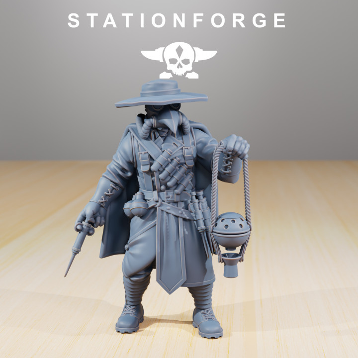 3d imprimable grimguard peste docteur by gare forger table wargaming 3D print model - Mito3D