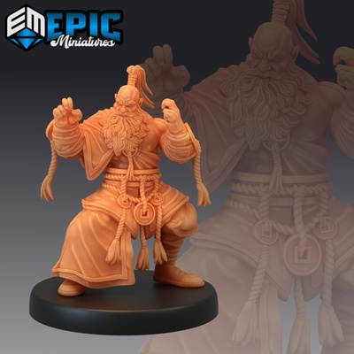 3d printable dwarf monk mystical old fighter dwarven warrior male mountain encounter by epic-miniatures tabletop characters & creatures 3d print model - Mito3D