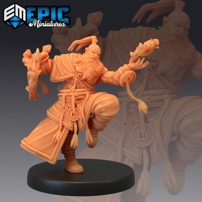 3d printable dwarf monk fighting mystical old fighter dwarven warrior male mountain encounter by epic-miniatures tabletop characters & creatures 3d print model - Mito3D