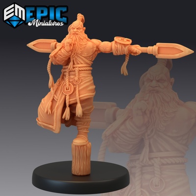 3d printable dwarf monk meditating mystical old fighter dwarven warrior male mountain encounter by epic-miniatures tabletop characters & creatures 3d print model - Mito3D