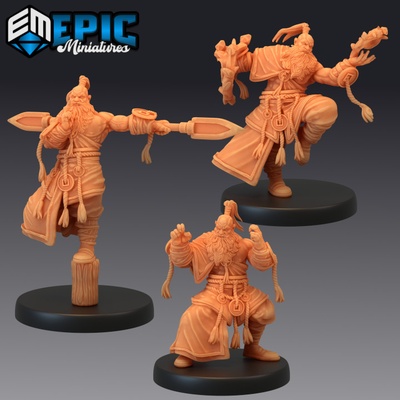 3d druckbar zwerg mönch einstellen mystisch alt kämpfer krieger männlich berg begegnung by epic miniatures tischplatte zeichen kreaturen 3d print model - Mito3D