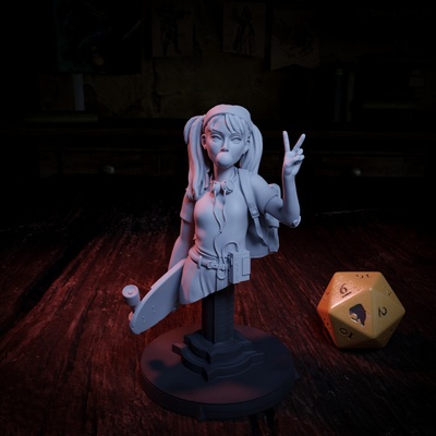 3d printable melissa adventurer kid - bust nostalgic quest by cripta studios tabletop characters & creatures 3d print model - Mito3D