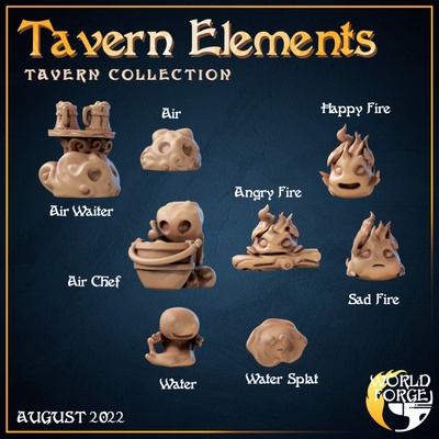 3d printable adorable tavern elementals by world forge miniatures tabletop terrain fantasy 3d print model - Mito3D