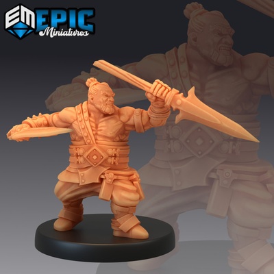 3d printable bulky dwarf fighting dwarven warrior male mountain encounter mystical old fighter by epic-miniatures tabletop characters & creatures 3d print model - Mito3D