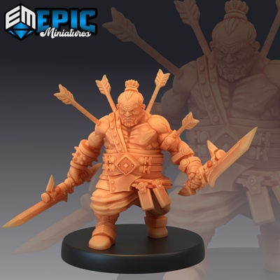 3d printable bulky dwarf last stand dwarven warrior male mountain encounter mystical old fighter by epic-miniatures tabletop characters & creatures 3d print model - Mito3D