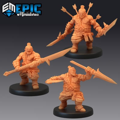 3d printable bulky dwarf set dwarven warrior male mountain encounter mystical old fighter by epic-miniatures tabletop characters & creatures 3d print model - Mito3D