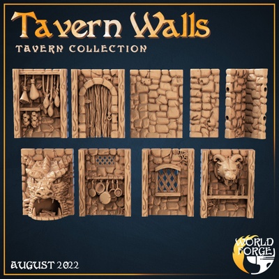 3d printable tavern walls by world forge miniatures tabletop terrain fantasy 3d print model - Mito3D