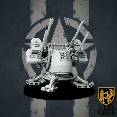 3d printable united states - m6 autonomous turret by golden dragon games tabletop characters & creatures sci-fi universe vehicles machines 3d print model - Mito3D