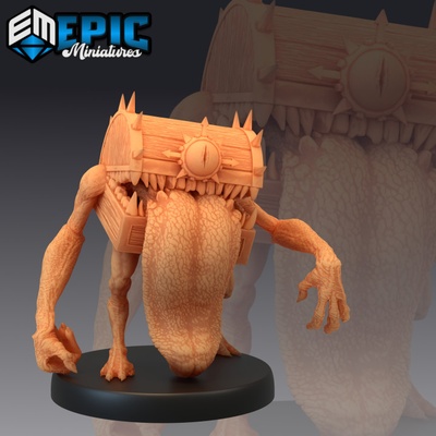 3d druckbar truhe nachahmen schatz monster formwechsler begegnung seltsam raubtier by epic miniatures tischplatte zeichen kreaturen 3d print model - Mito3D