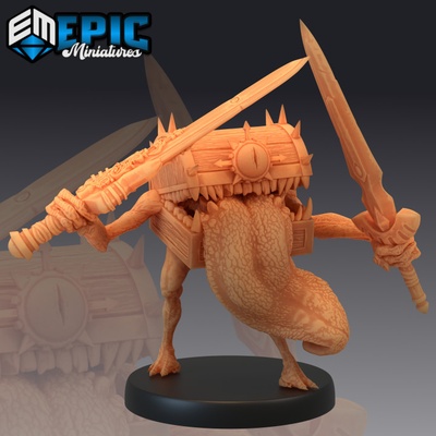 3d druckbar truhe nachahmen schwerter schatz monster formwechsler begegnung seltsam raubtier by epic miniatures tischplatte zeichen kreaturen 3d print model - Mito3D