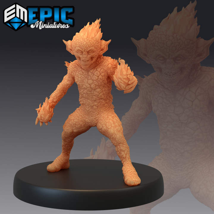 3d printable magmin fireball fire elemental creature magma lava encounter dwarven magmen by epic-miniatures tabletop characters & creatures 3D print model - Mito3D