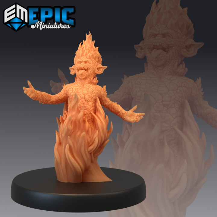 3d printable magmin burning fire elemental creature magma lava encounter dwarven magmen by epic-miniatures tabletop characters & creatures 3D print model - Mito3D