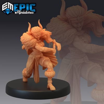 3d yazdırılabilir cüce prenses balta savaşçı kadın dağ karşılaşma mistik dövüşçü hanım by epic miniatures masaüstü karakterler yaratıklar 3d print model - Mito3D