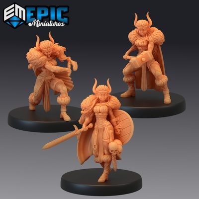 3d yazdırılabilir cüce prenses ayarlamak savaşçı kadın dağ karşılaşma mistik dövüşçü hanım by epic miniatures masaüstü karakterler yaratıklar 3d print model - Mito3D