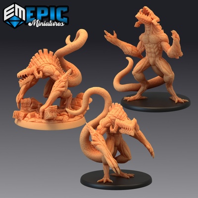 3d imprimible cueva bestia conjunto mal depredador tierra cazador enano encuentro by epic miniatures mesa caracteres criaturas 3d print model - Mito3D