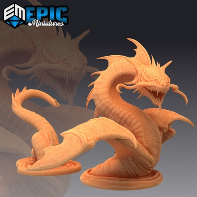 3d printable swamp wyrm legendary dragon marsh creature jungle & marshland encounter by epic-miniatures tabletop characters creatures 3d print model - Mito3D