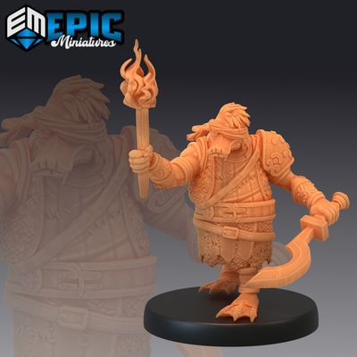 3d printable duck folk mercenary torch duckbird race giant bird mysterious animal encounter by epic-miniatures tabletop characters & creatures 3d print model - Mito3D