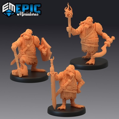 3d printable duck folk mercenary set duckbird race giant bird mysterious animal encounter by epic-miniatures tabletop characters & creatures 3d print model - Mito3D