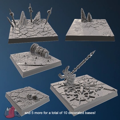 3d printable 10 square demon world rage bases by feed my 3dprinter tabletop accessories 3d print model - Mito3D