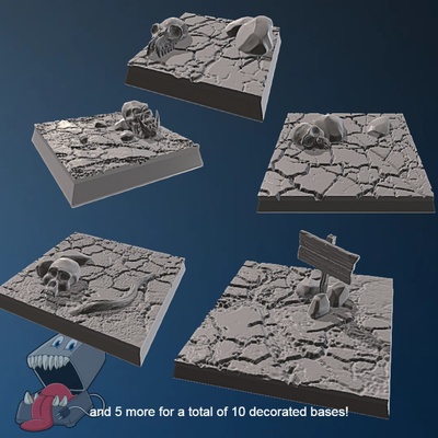 3d printable 10 square wasteland bases by feed my 3dprinter tabletop accessories 3d print model - Mito3D