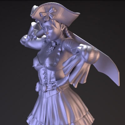 3d printable pirate mary read by miniature underground tabletop characters & creatures fantasy universe 3d print model - Mito3D