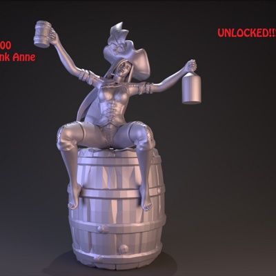 3d printable anne bonne pin up 1 by miniature underground tabletop characters & creatures fantasy universe 3d print model - Mito3D