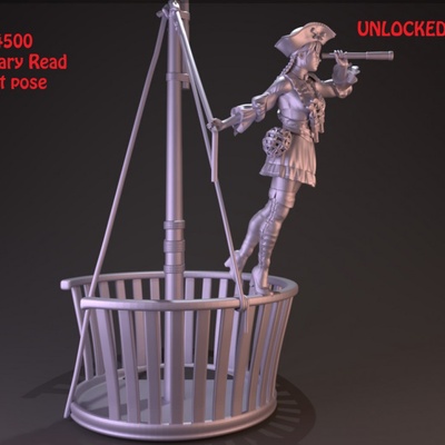 3d printable mary read pin up 1 by miniature underground tabletop characters & creatures fantasy universe 3d print model - Mito3D