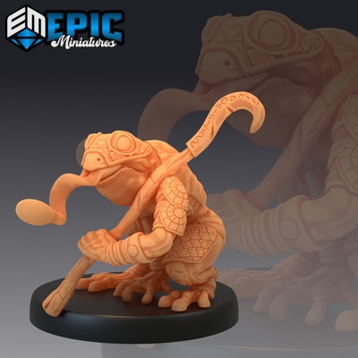 3d yazdırılabilir zehir kurbağa dil karakurbağası halk bataklık sürüngen asker ev sahibi by epic miniatures masaüstü karakterler yaratıklar 3d print model - Mito3D