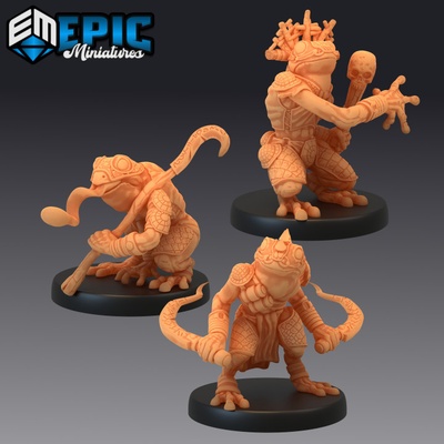 3d yazdırılabilir zehir kurbağa ayarlamak karakurbağası halk bataklık sürüngen asker ev sahibi by epic miniatures masaüstü karakterler yaratıklar 3d print model - Mito3D