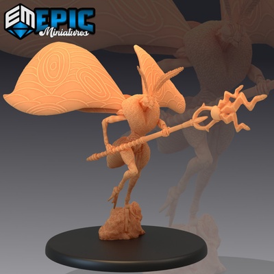 3d druckbar motte königin zepter enorm insekt hybrid insektoid herr schmetterling bühne by epic miniatures tischplatte zeichen kreaturen 3d print model - Mito3D