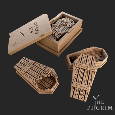 3d printable sarcophagus coffins - tabletop terrain dnd rpg scatter by jason beckers fantasy 3d print model - Mito3D