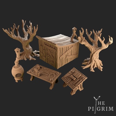 3d printable gravedigger shack - tabletop terrain dnd rpg scatter by jason beckers fantasy 3d print model - Mito3D