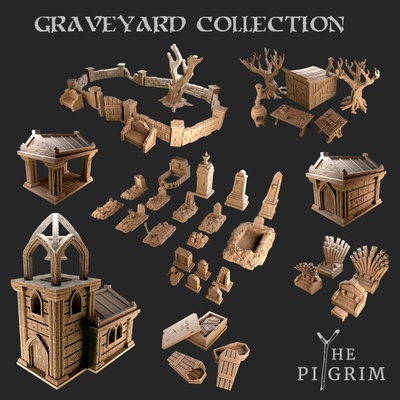 3d printable graveyard collection - tabletop terrain dnd rpg scatter by jason beckers fantasy 3d print model - Mito3D