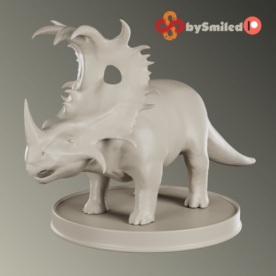 3d imprimible triceratops by sonrió mesa caracteres criaturas 3d print model - Mito3D