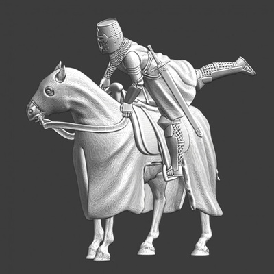 3d imprimable médiéval chevalier montage cheval by nord croisades miniatures table personnages créatures historique univers terrain 3d print model - Mito3D